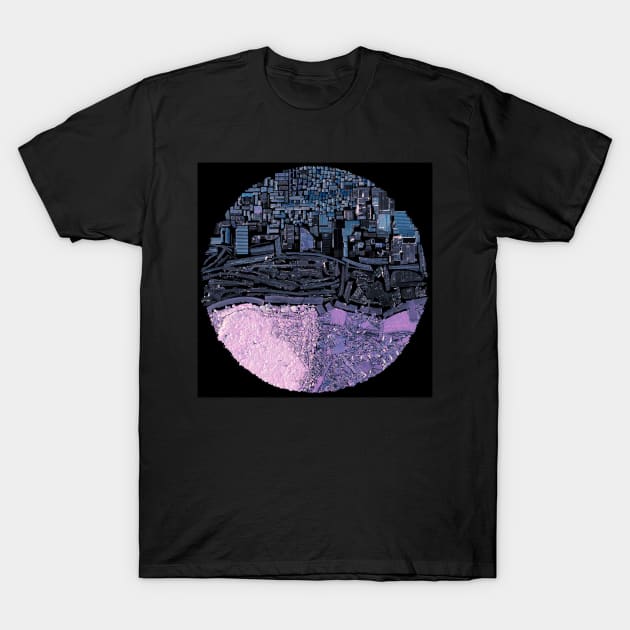 the dark city in genius loci ecopop pattern ecosystem art T-Shirt by jorge_lebeau